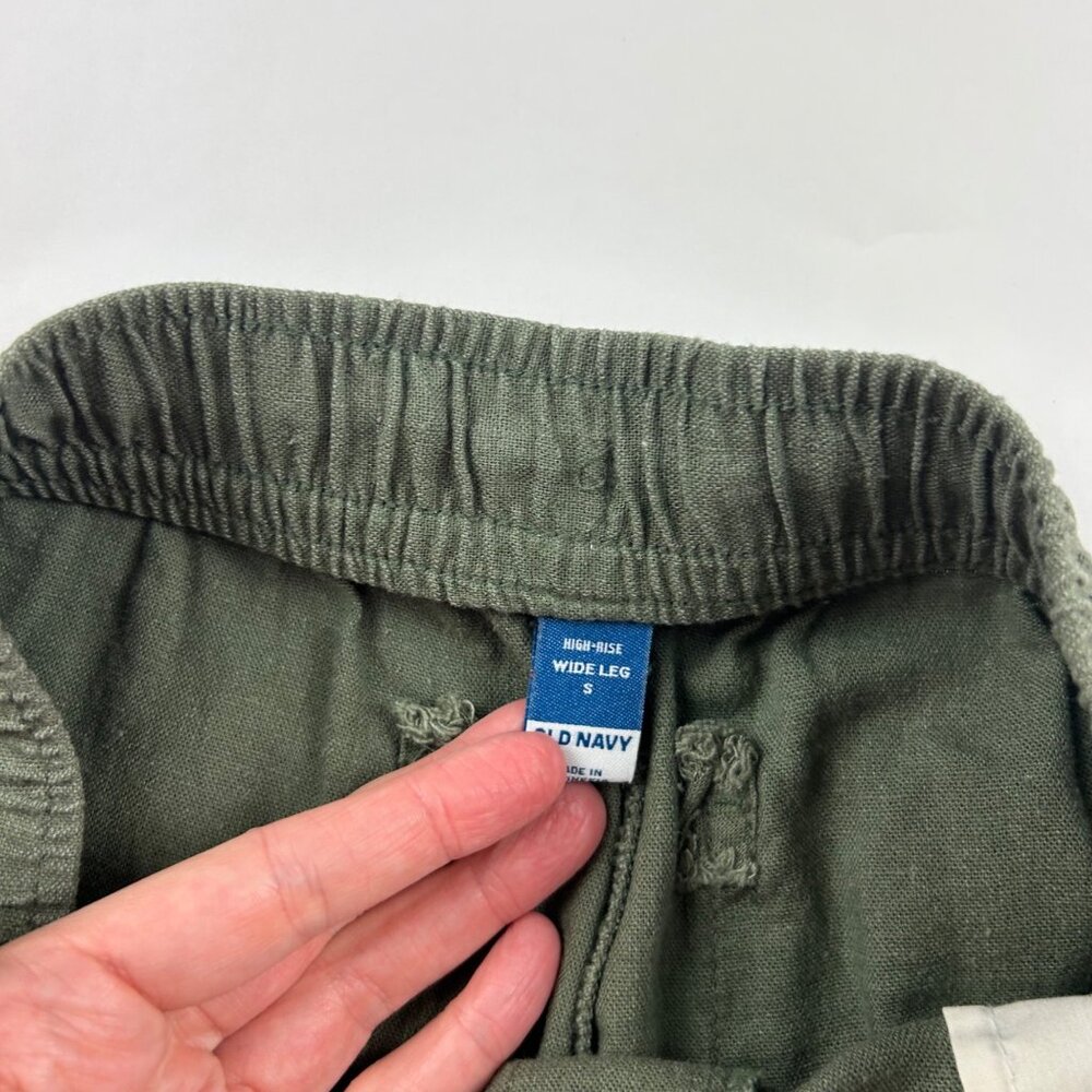 Old Navy Arugula Green Linen Blend High Rise Wide Leg Pant S - Picture 4 of 7
